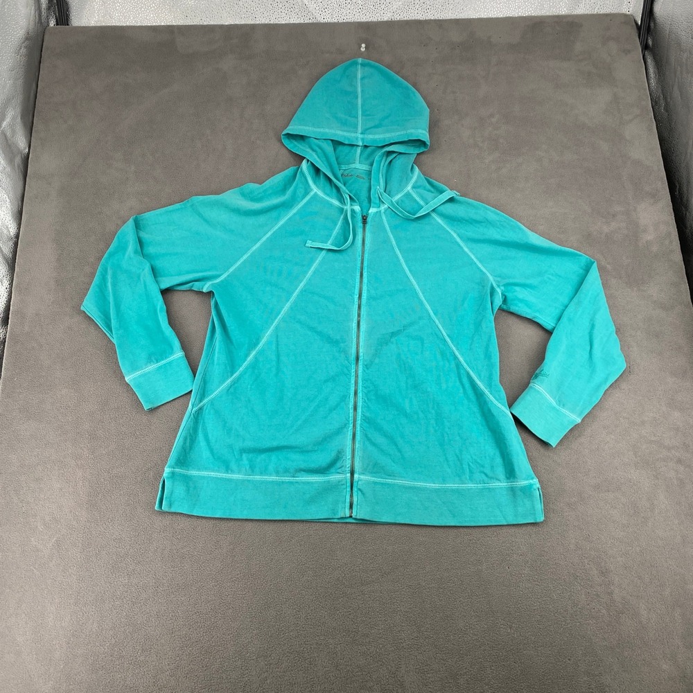 Woolrich Womens XL Teal Turquoise Full Zip Cotton Hoodie Sweatshirt 15816
